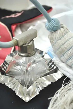 1930s Vintage Art Deco Lead Crystal Perfume Atomiser Bottle