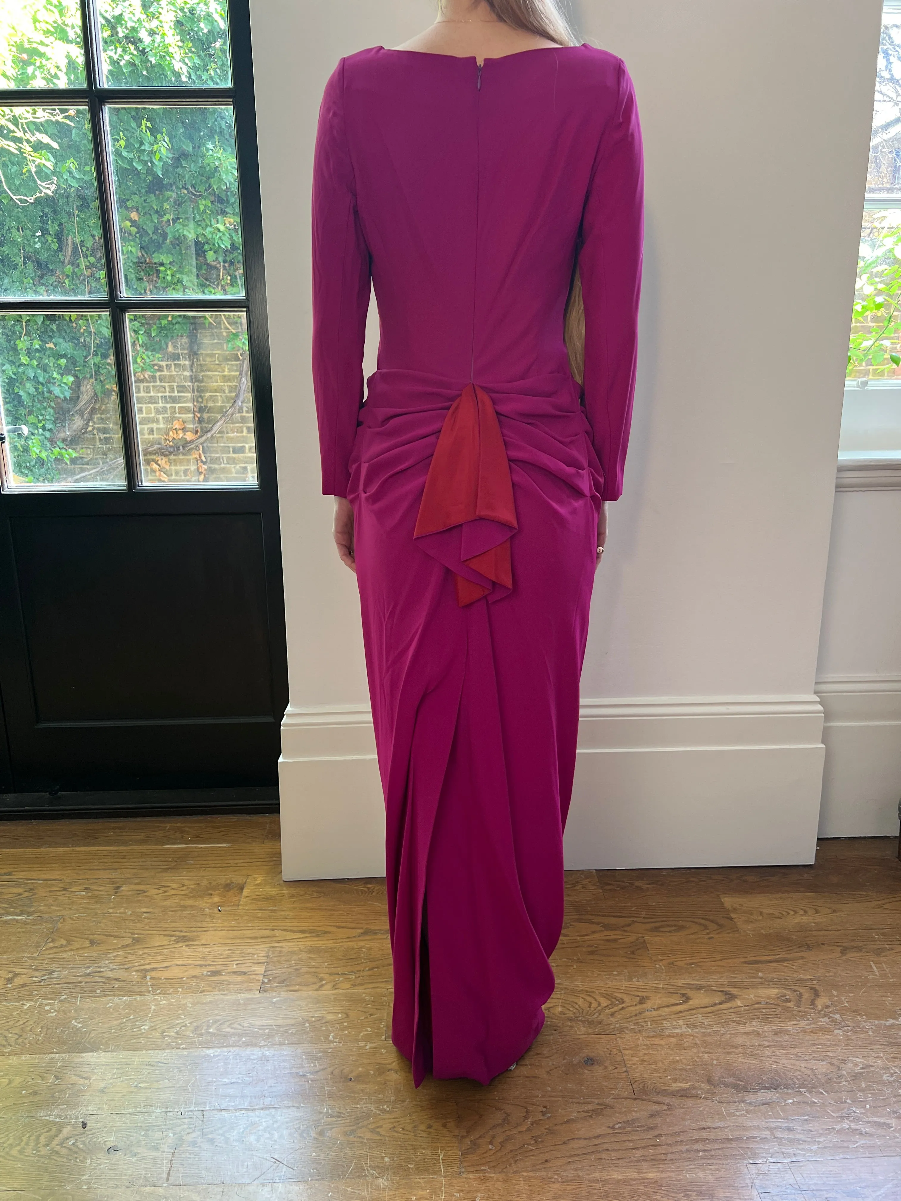 1990s Guy Laroche Couture Pink Silk Crepe Dress