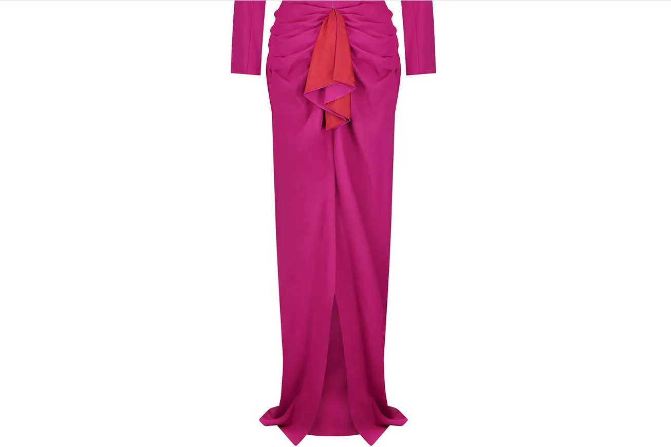 1990s Guy Laroche Couture Pink Silk Crepe Dress