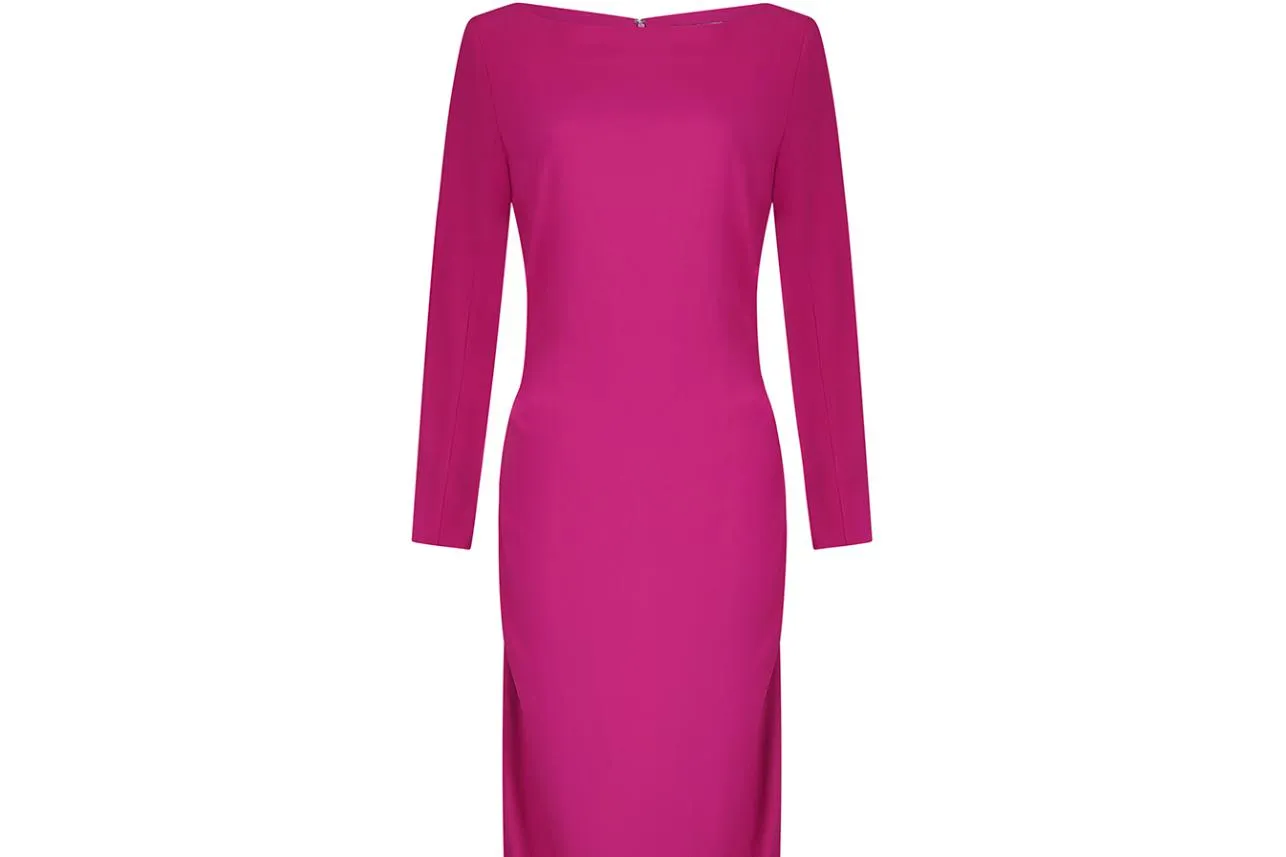 1990s Guy Laroche Couture Pink Silk Crepe Dress