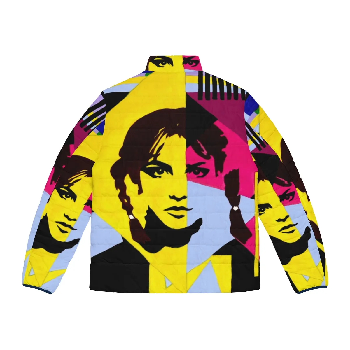90s Inspired Oversized Puffer Jacket with Retro Geometric Print