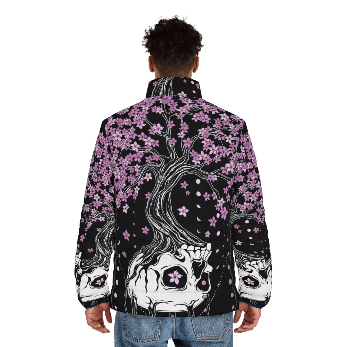 Afterlife Skull Puffer Jacket | Dark Floral Goth Fashion by Von Kowen