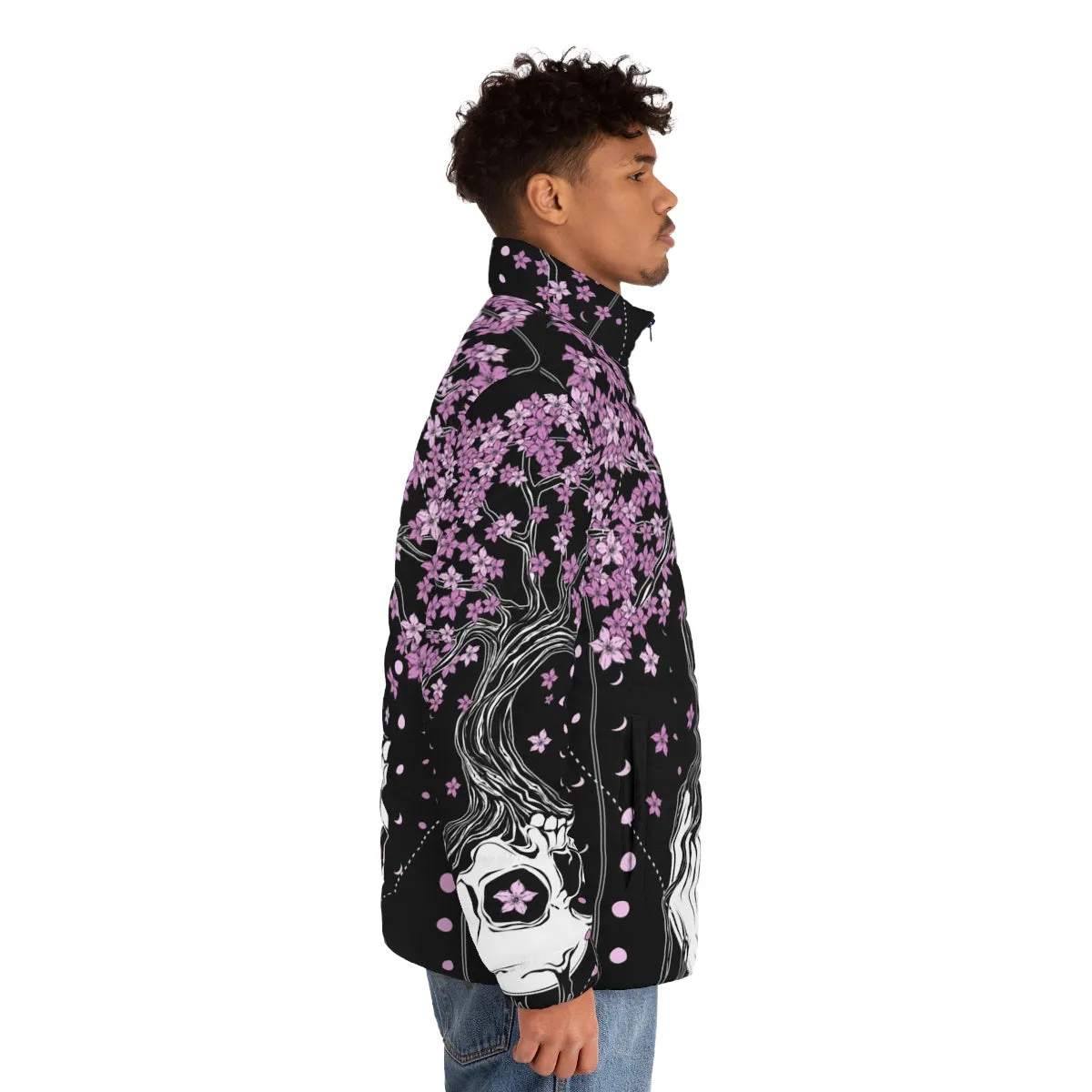 Afterlife Skull Puffer Jacket | Dark Floral Goth Fashion by Von Kowen