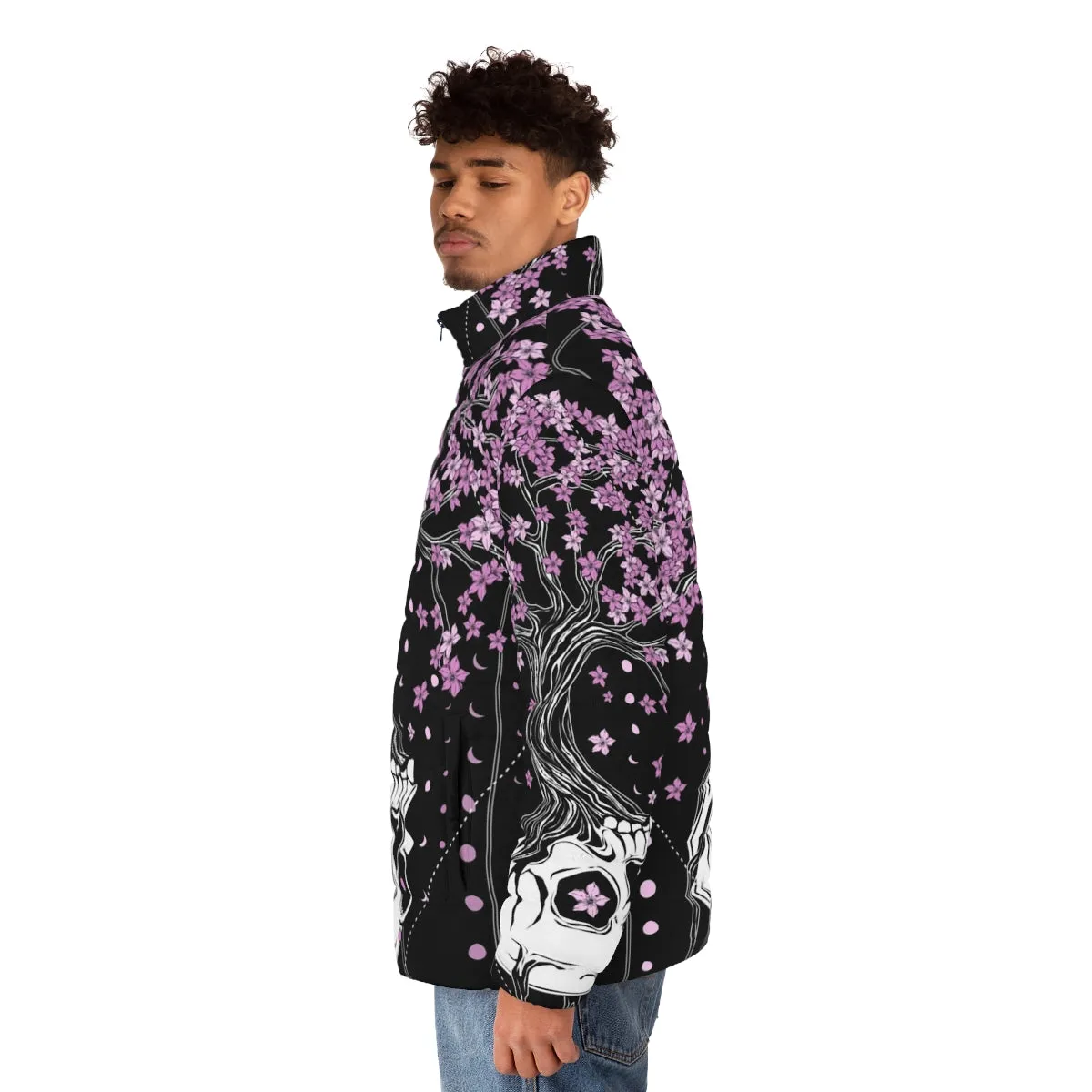 Afterlife Skull Puffer Jacket | Dark Floral Goth Fashion by Von Kowen