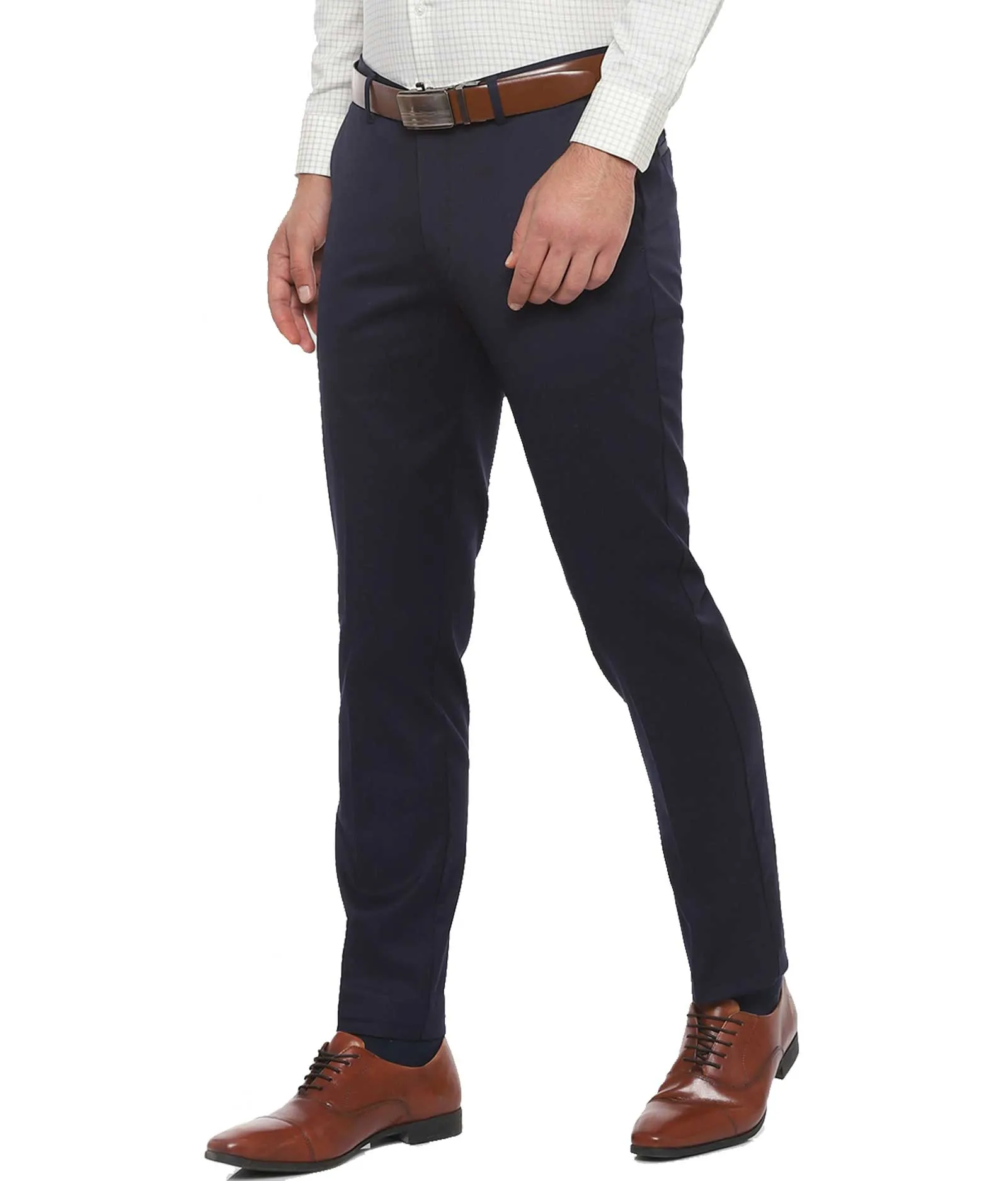 American-Elm Navy Blue Slim Fit Office Pant for Men | Slim Fit Formal Trouser for Men