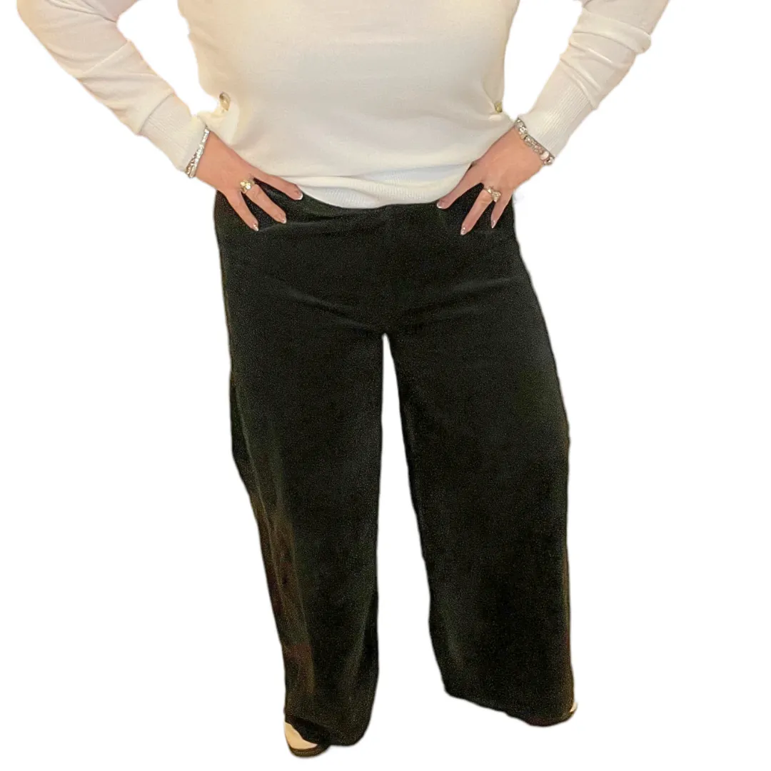 Angela Mara - Pull-On Wide Leg Corduroy Pants