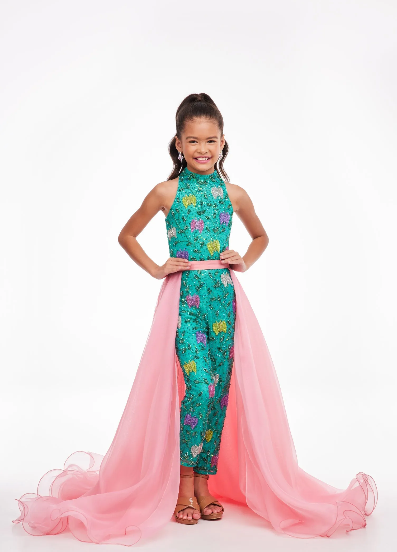 Ashley Lauren Kids 8067 Size 4,12 Red girls Organza Overskirt with Wire Hem Fun Fashion Pageant Girls