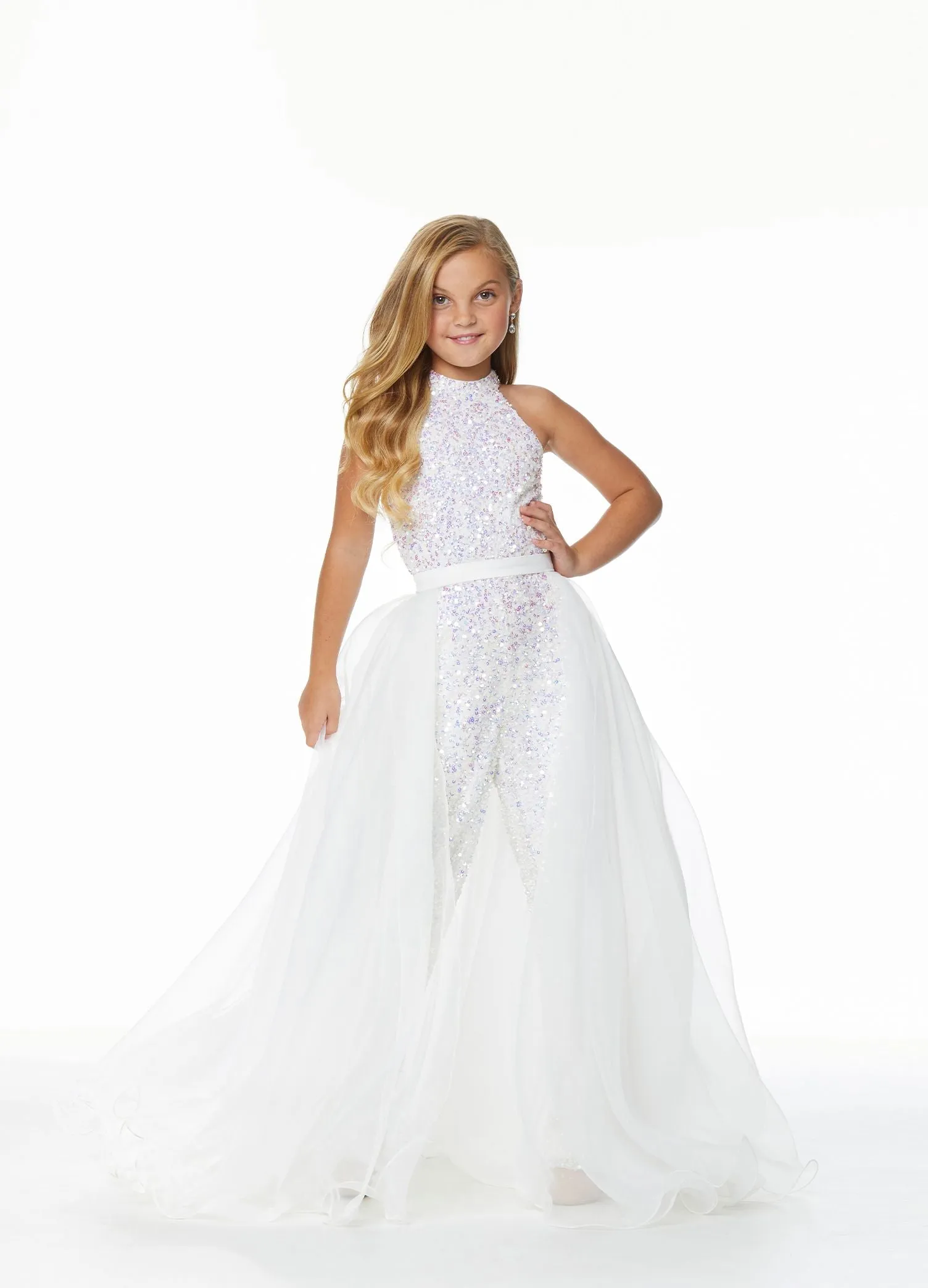Ashley Lauren Kids 8067 Size 4,12 Red girls Organza Overskirt with Wire Hem Fun Fashion Pageant Girls