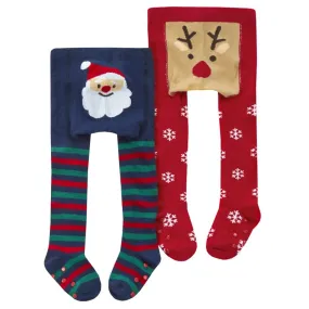 BABY CHRISTMAS PATCH PANEL DESIGN TIGHTS (0-24 MONTHS) (PK12) 45B160