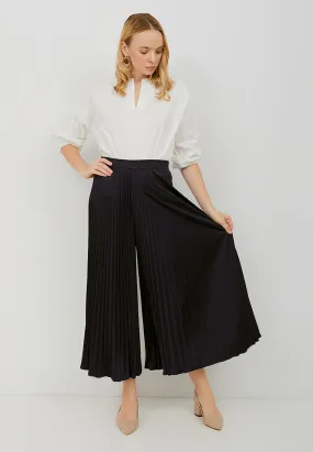 Basic Pleated Culottes Maxi (Navy)