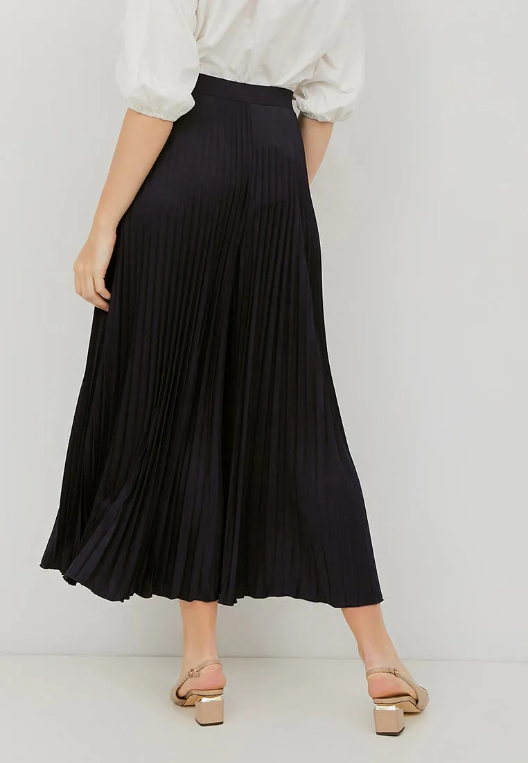 Basic Pleated Culottes Maxi (Navy)