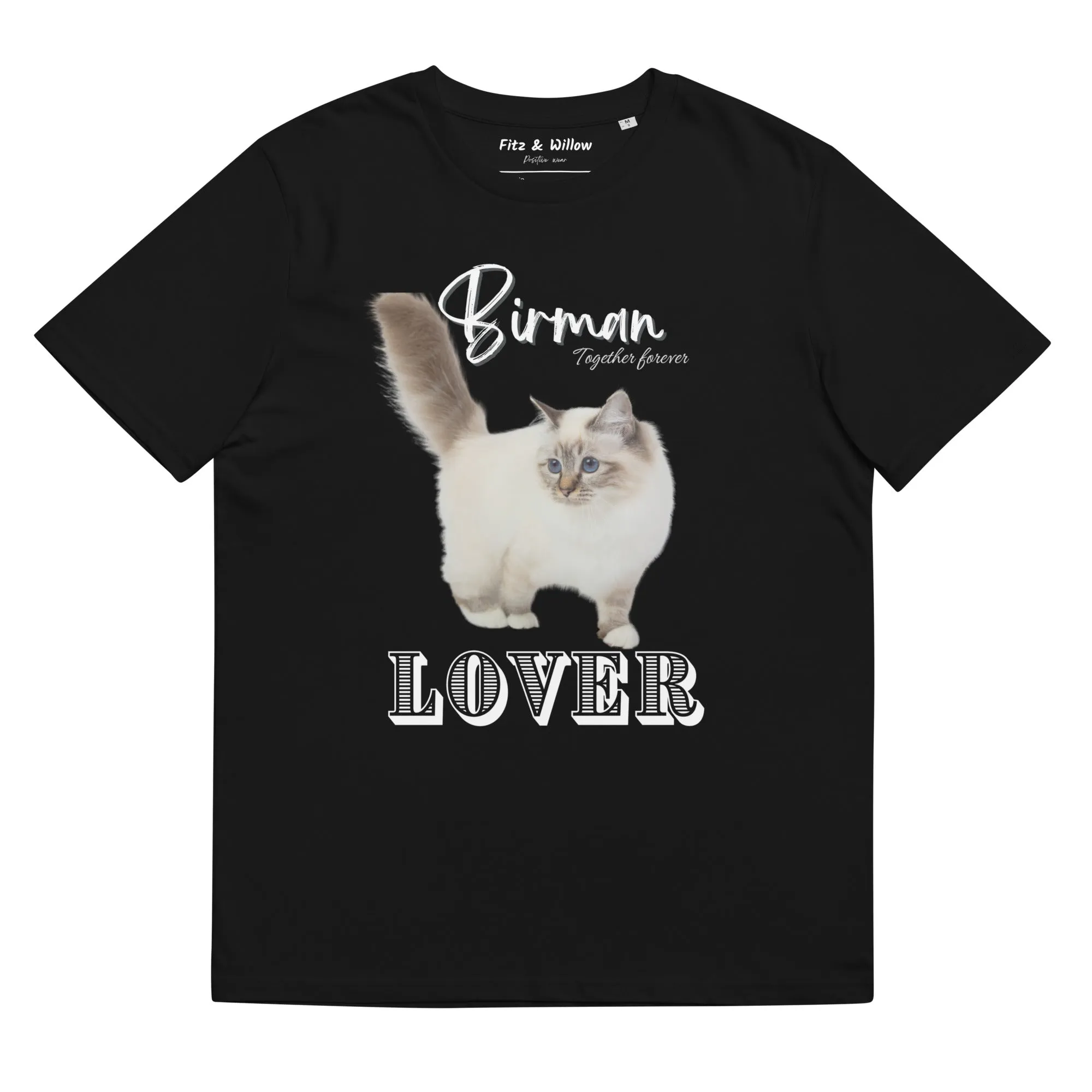 Birman Cat Lover, organic cotton t-shirt. with Birman cat print