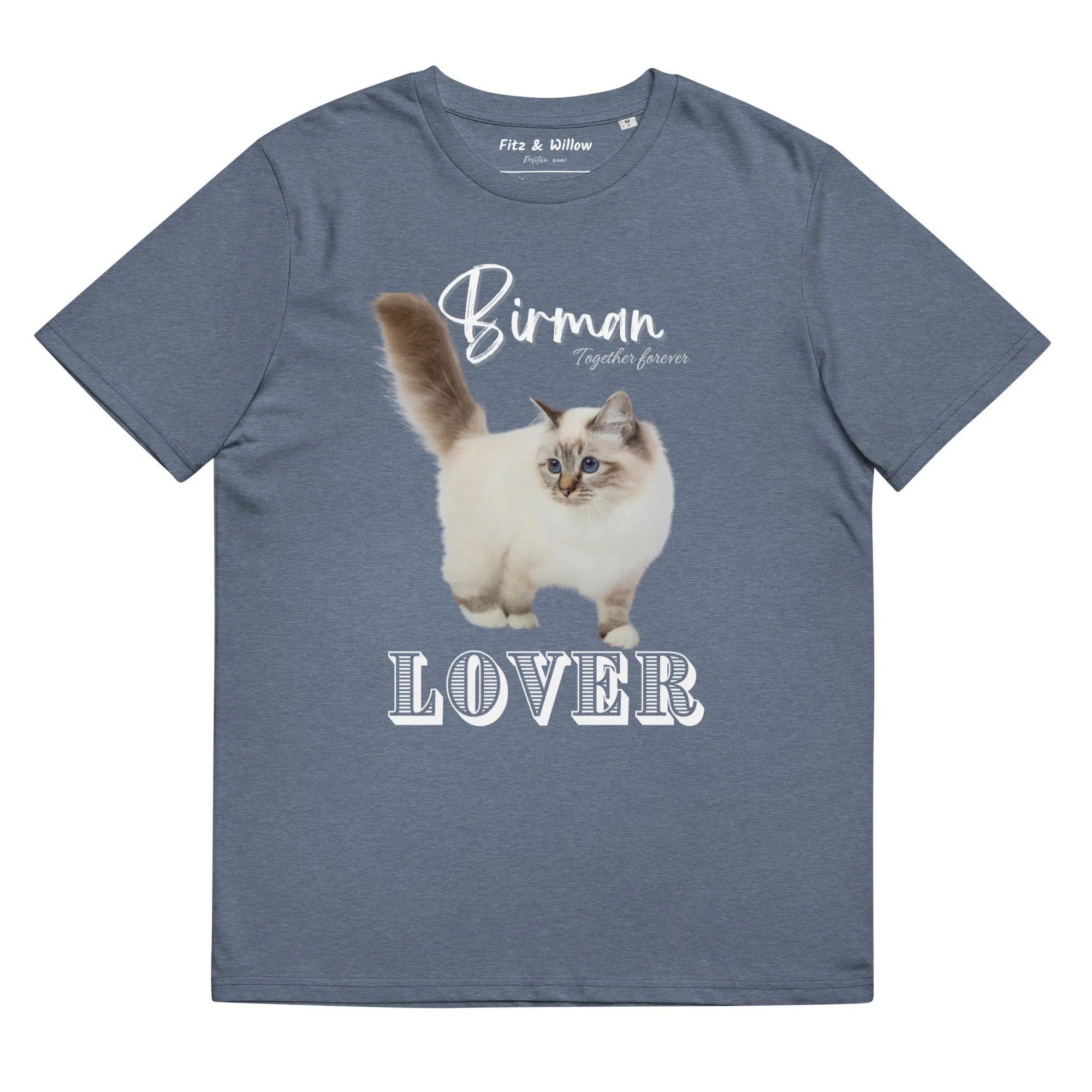 Birman Cat Lover, organic cotton t-shirt. with Birman cat print