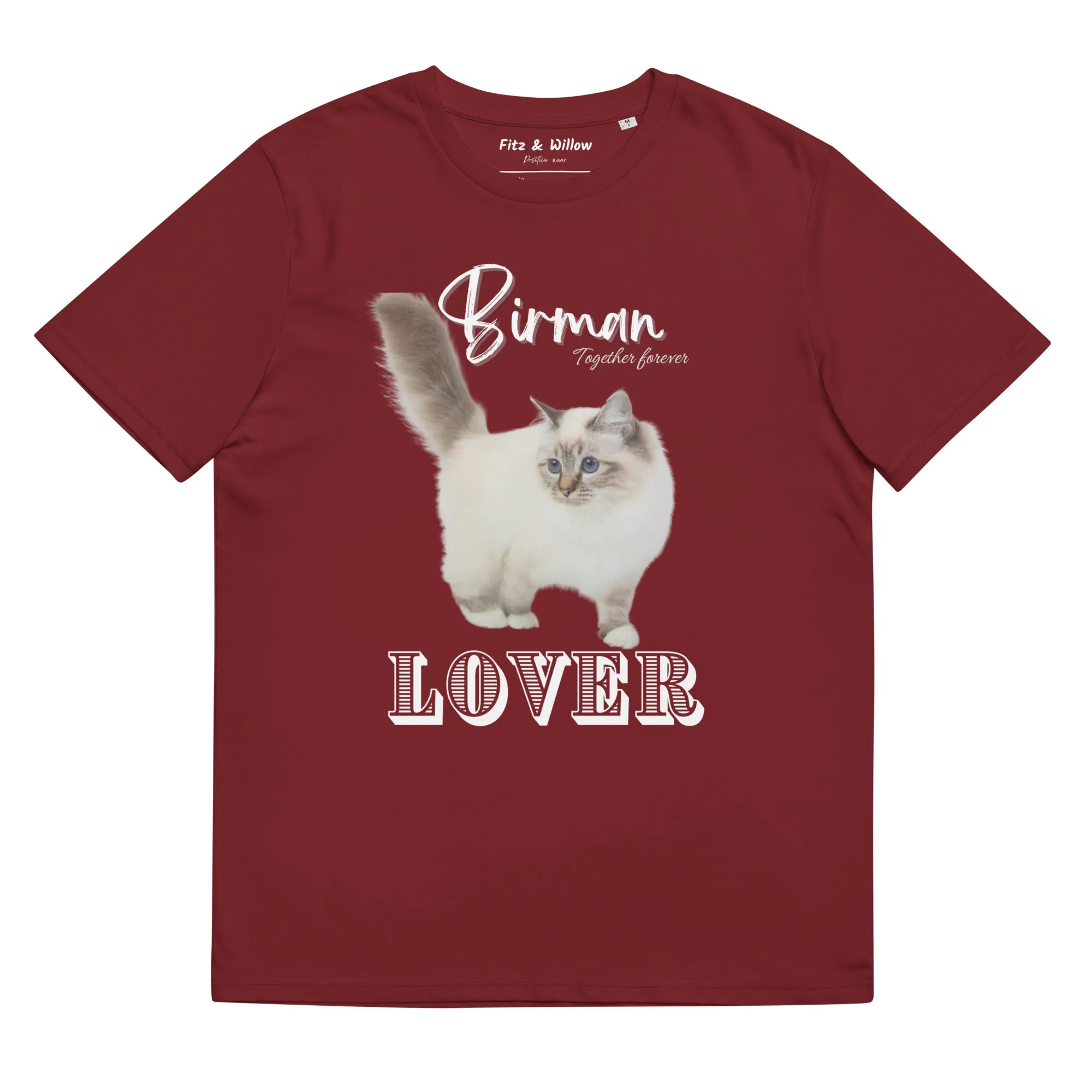 Birman Cat Lover, organic cotton t-shirt. with Birman cat print