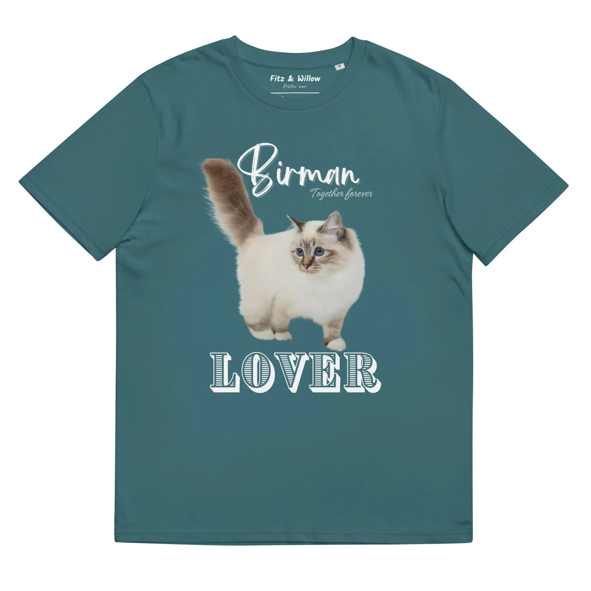 Birman Cat Lover, organic cotton t-shirt. with Birman cat print