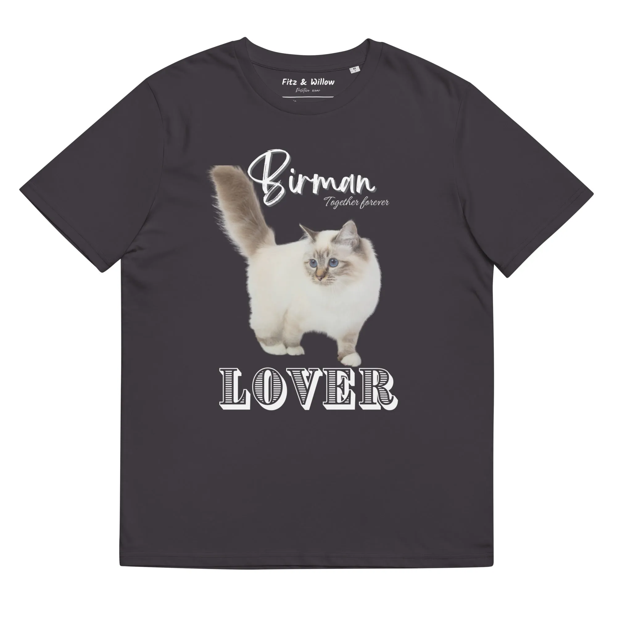 Birman Cat Lover, organic cotton t-shirt. with Birman cat print