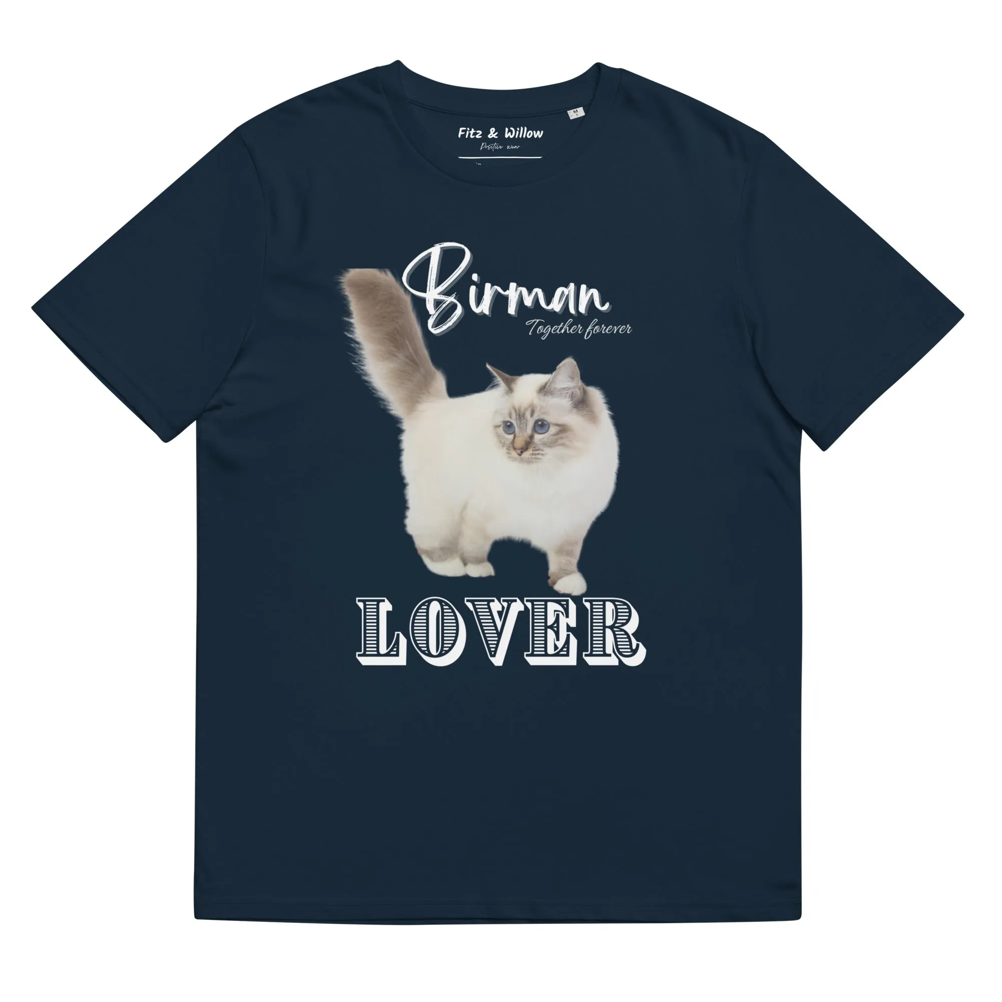 Birman Cat Lover, organic cotton t-shirt. with Birman cat print