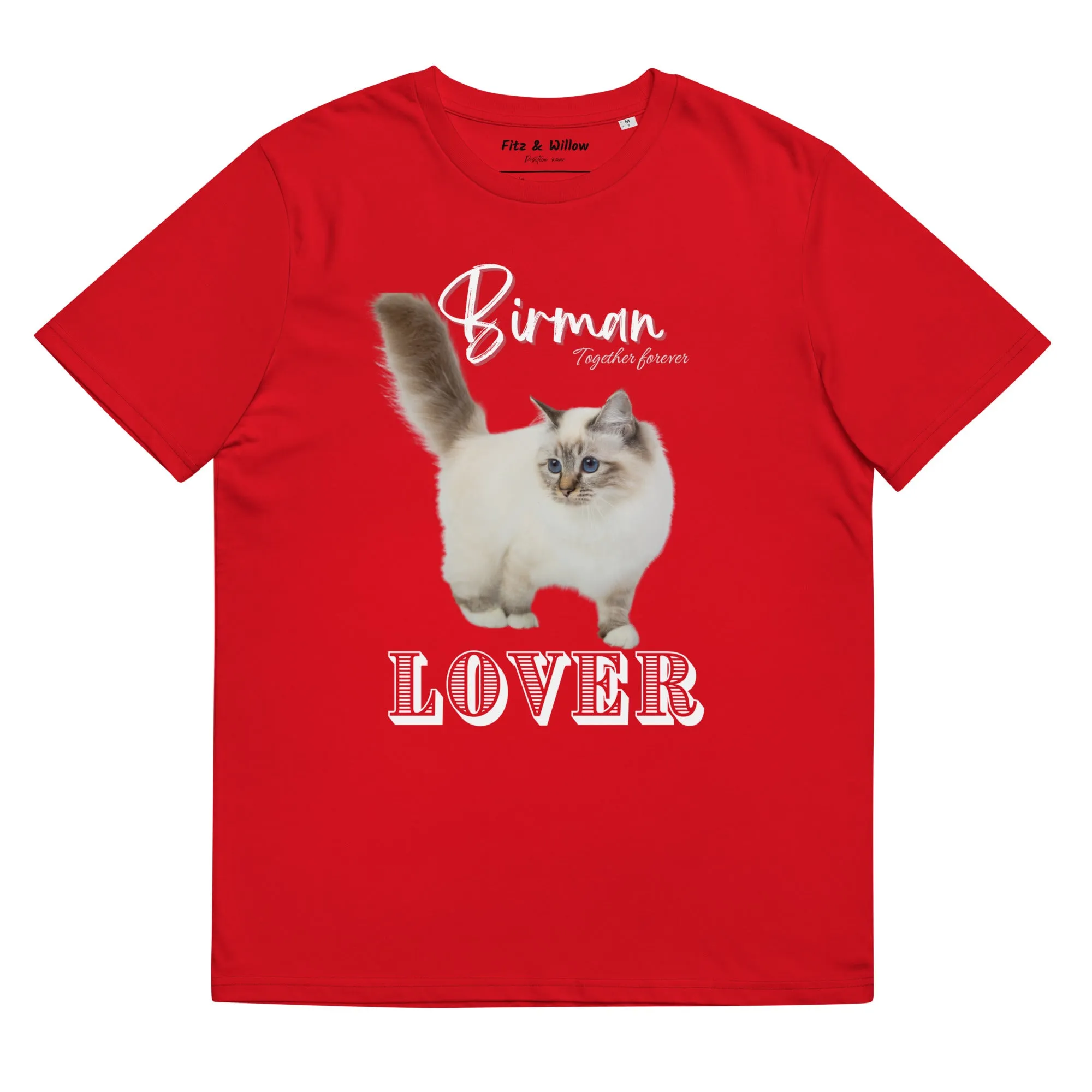 Birman Cat Lover, organic cotton t-shirt. with Birman cat print