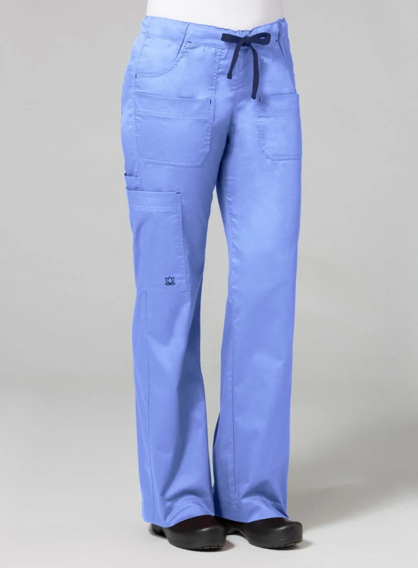 Blossom Utility Cargo Pant XS-3XL by Maevn / Ceil Blue/Navy Trim