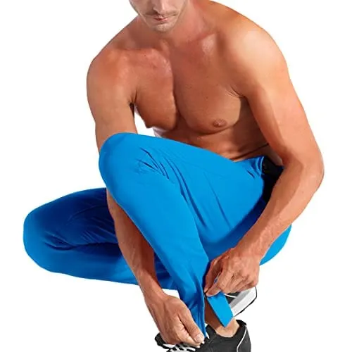 BROKIG Mens Zip Joggers Pants - Casual Gym Workout Track Pants Comfortable Slim Fit Tapered Sweatpants with Pockets (Small, Electric Blue)