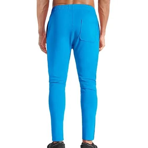 BROKIG Mens Zip Joggers Pants - Casual Gym Workout Track Pants Comfortable Slim Fit Tapered Sweatpants with Pockets (Small, Electric Blue)