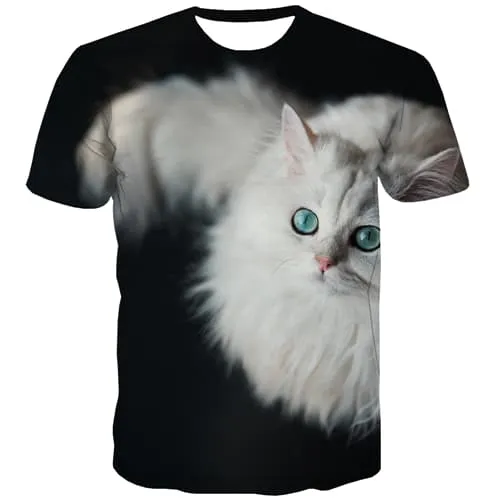 Cat T-shirt Men Animal Tshirt Anime Lovely T-shirts Graphic Black T shirts Funny Harajuku T-shirts 3d Short Sleeve summer Unisex