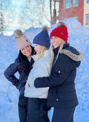 CC Beanie - Bobble Knit Fur Pom