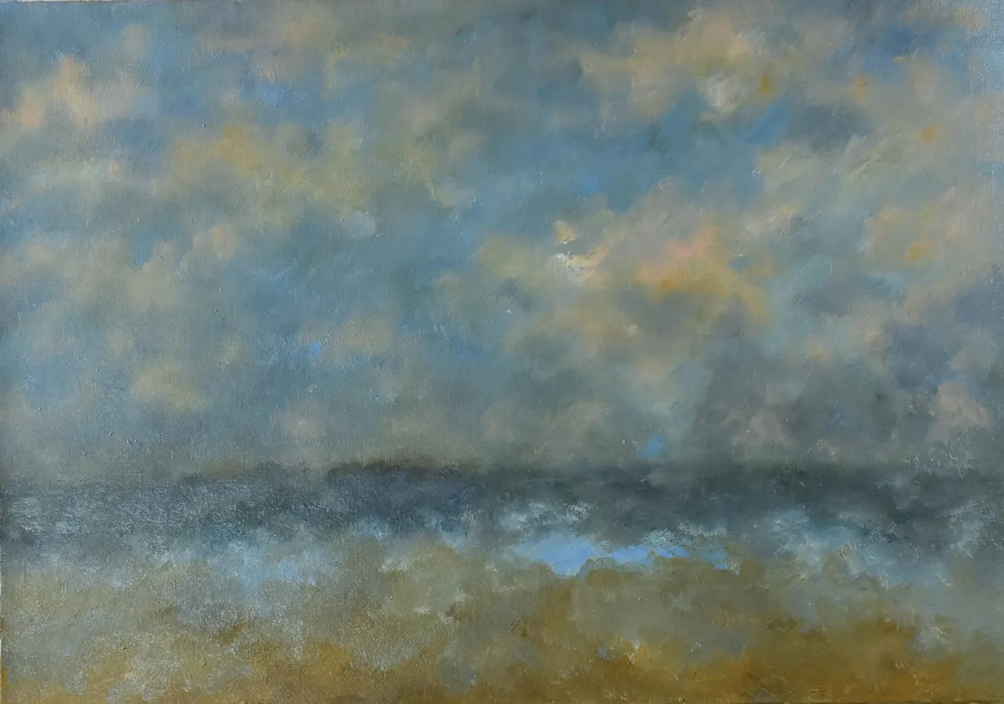 Contemporary landscape painting by Karibou - “Sous la tempête” 20½" x 28"