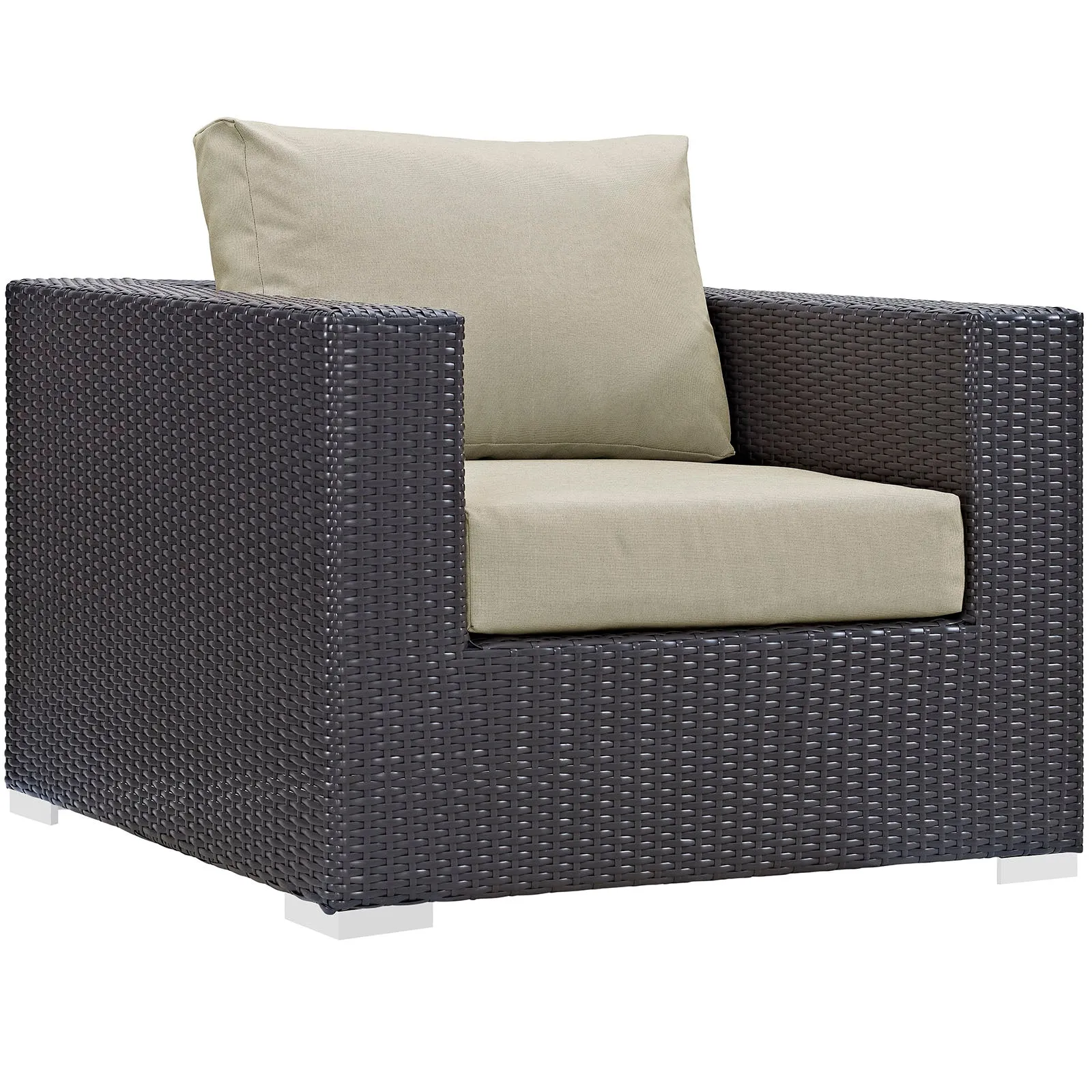 Convene 7 Piece Outdoor Patio Sectional Set Espresso Beige EEI-2157-EXP-BEI-SET