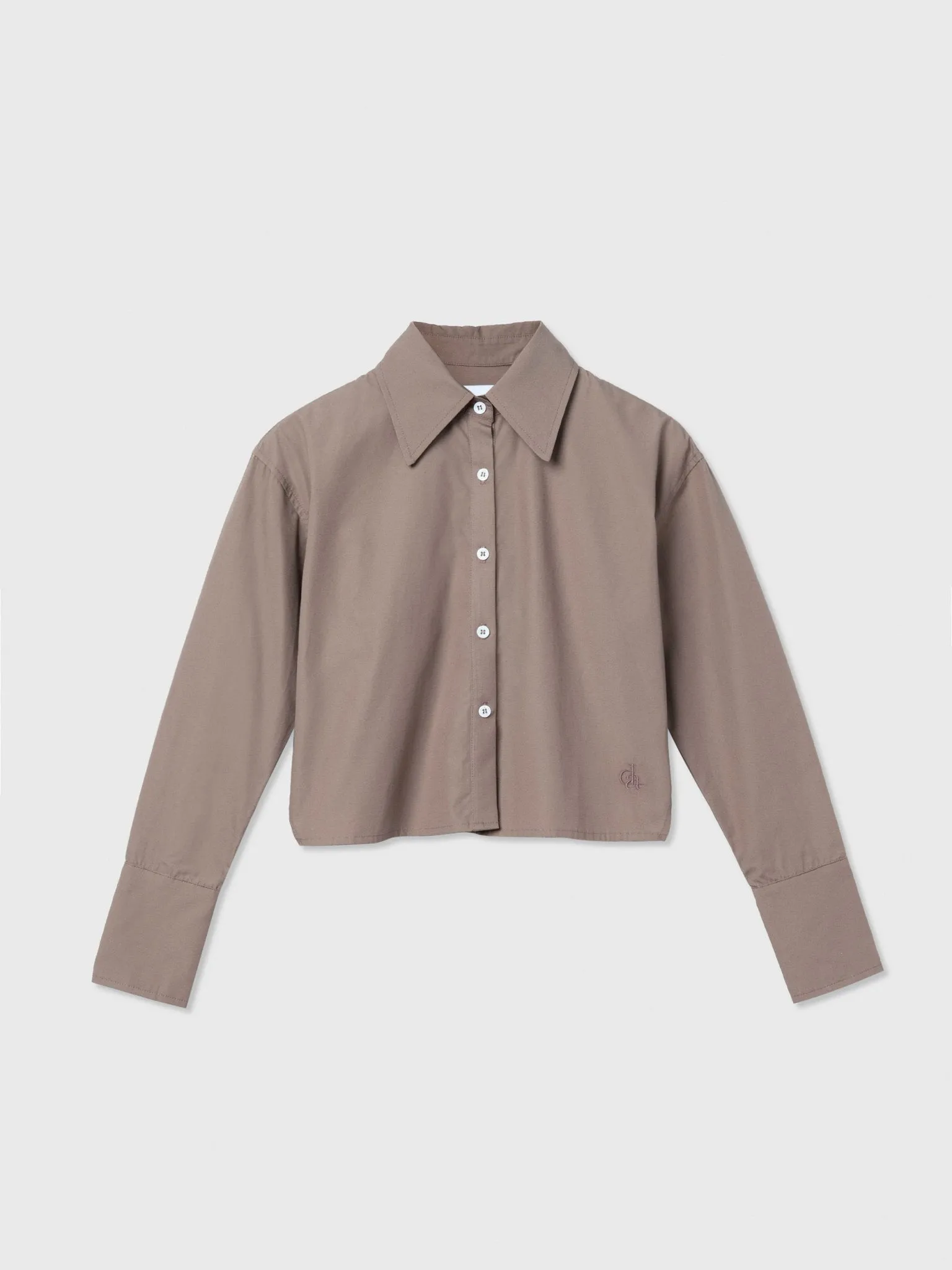 Cropped Cotton Button Down Shirt