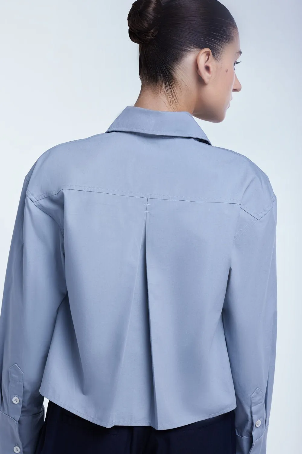 Cropped Cotton Button Down Shirt