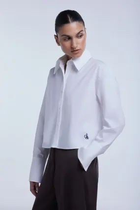 Cropped Cotton Button Down Shirt