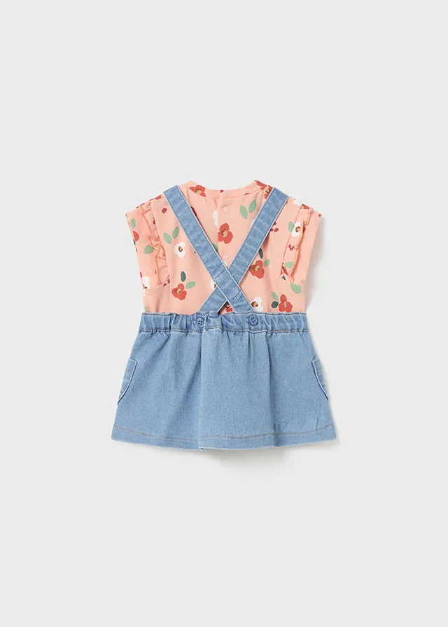 Denim Overall Dress & Tee Set