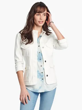 Denim Safari Jacket in Paper White