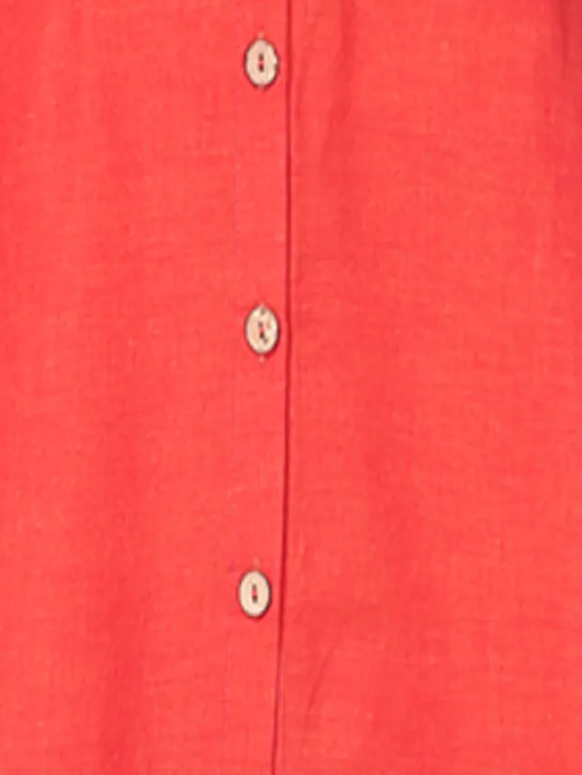 elegant asymmetric button down shirt with a flared pants set in Cotton Flex - Orange