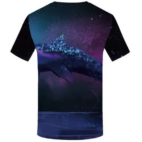 Fish T shirts Men Shark Shirt Print Galaxy Space T shirts Funny Animal T-shirts Graphic Abstract Tshirts Novelty Short Sleeve