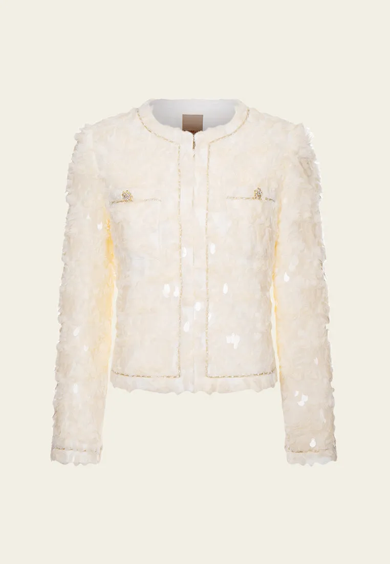 Frayed-effect Sequin-detail Metalic-trim Jacket