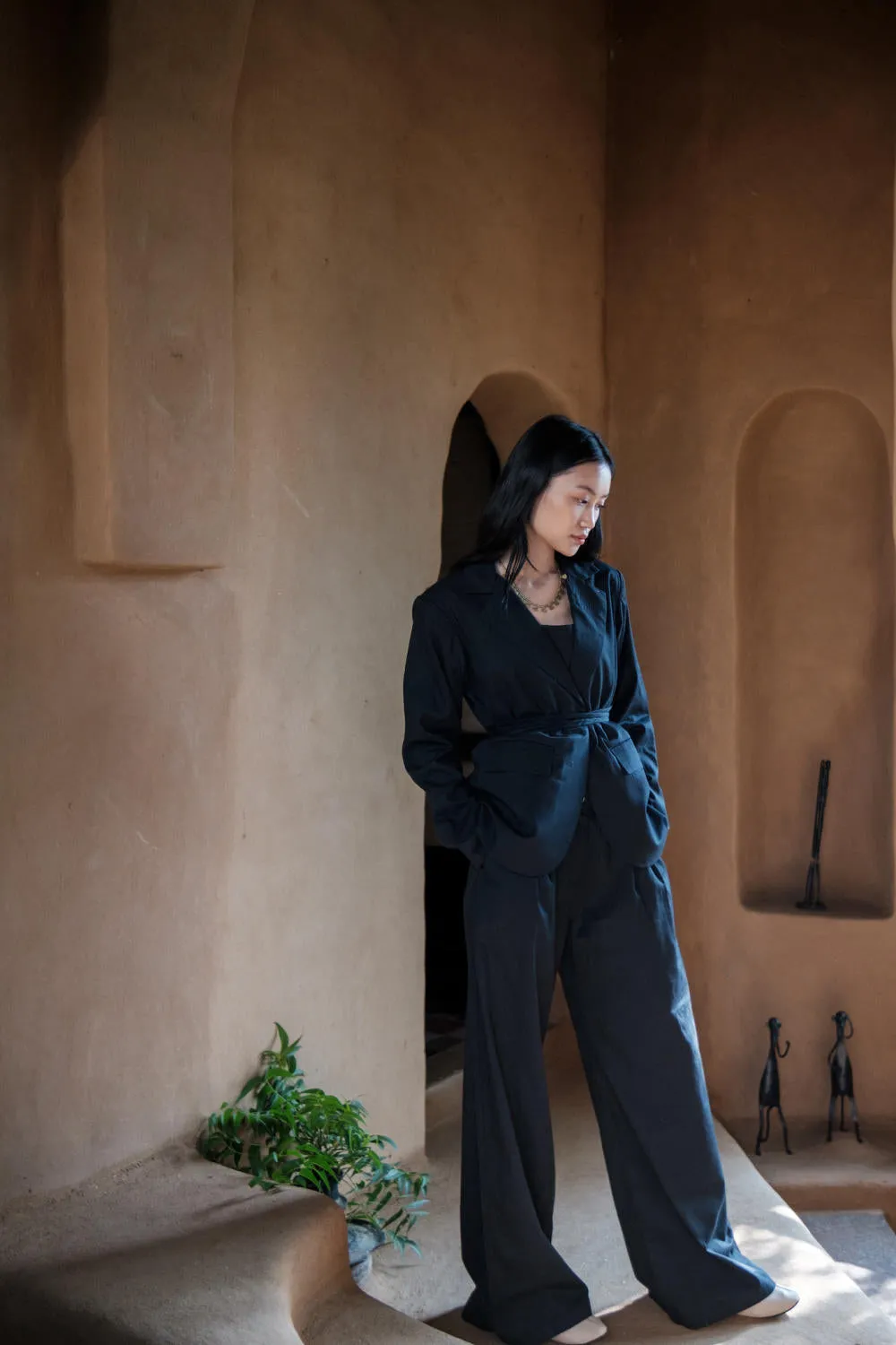 Friday Flared Pants-Black Line Printed