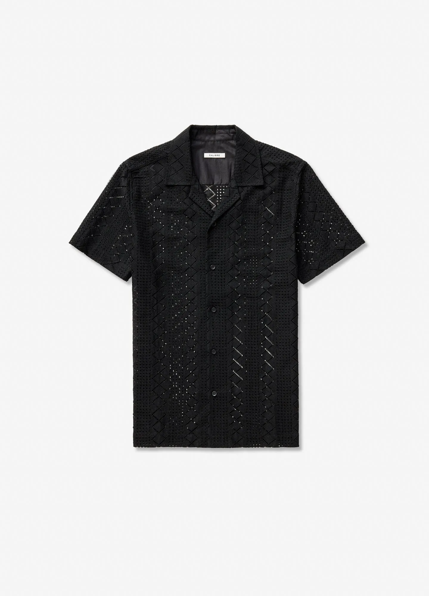 Geo Lace Short Sleeve Shirt Black