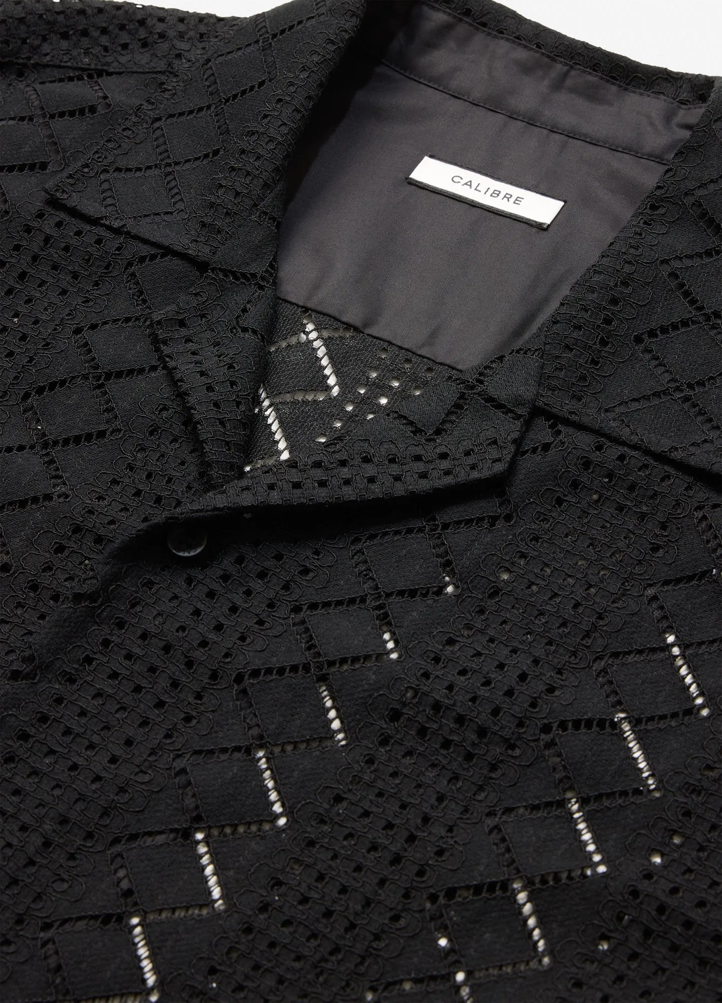 Geo Lace Short Sleeve Shirt Black