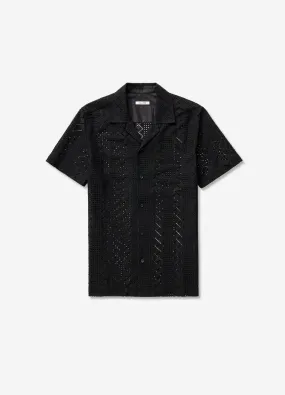 Geo Lace Short Sleeve Shirt Black