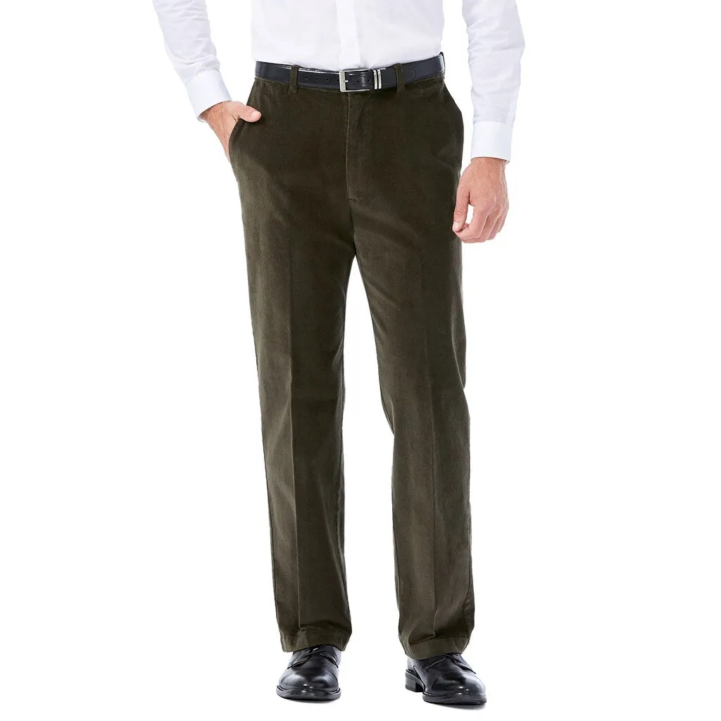Haggar Mens Classic fit Casual Corduroy Pants 36 / 34 Green