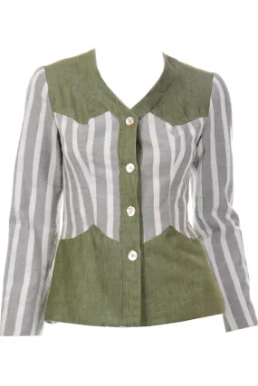 Hal Krasell California Vintage 1960s Green Striped Jacket