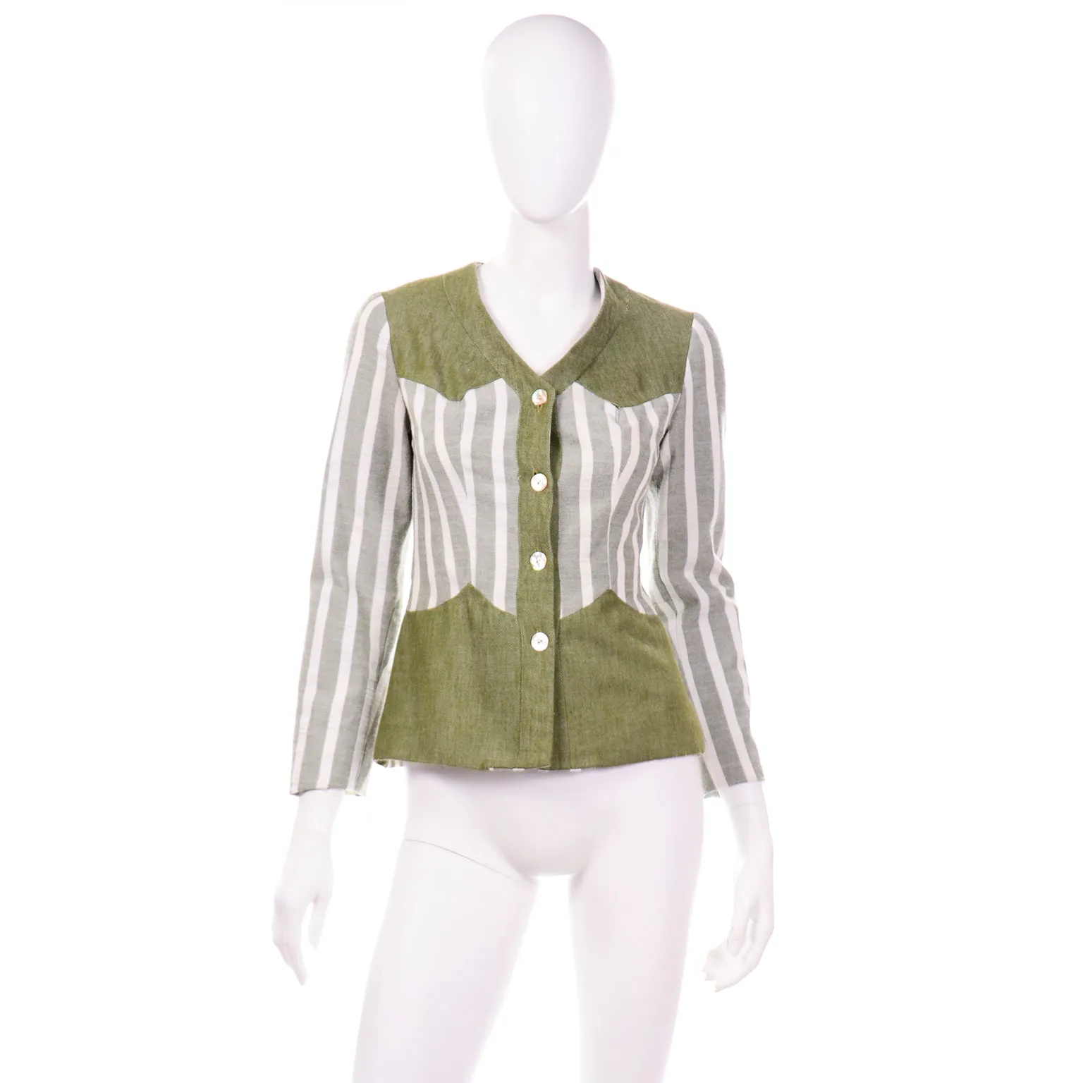 Hal Krasell California Vintage 1960s Green Striped Jacket