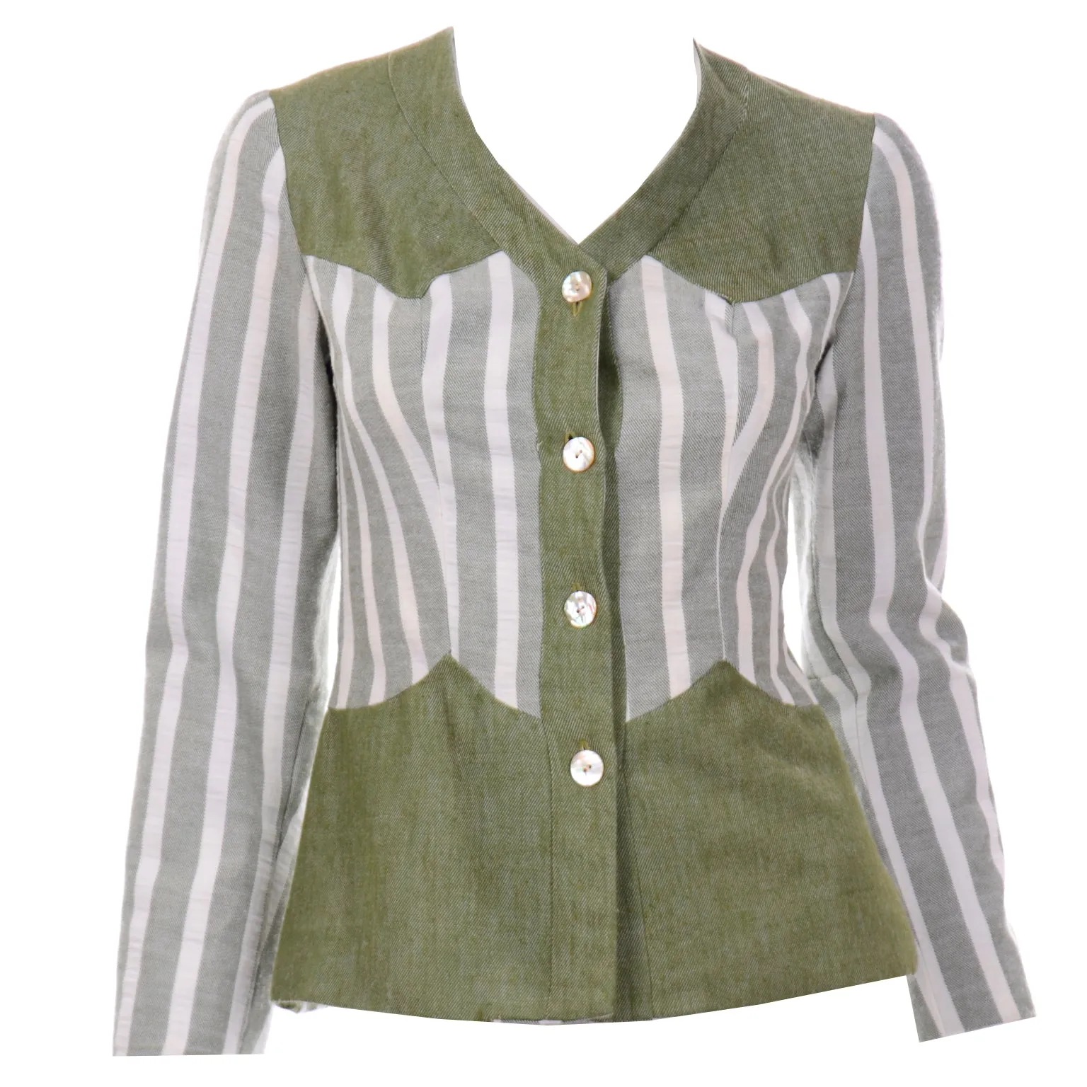Hal Krasell California Vintage 1960s Green Striped Jacket