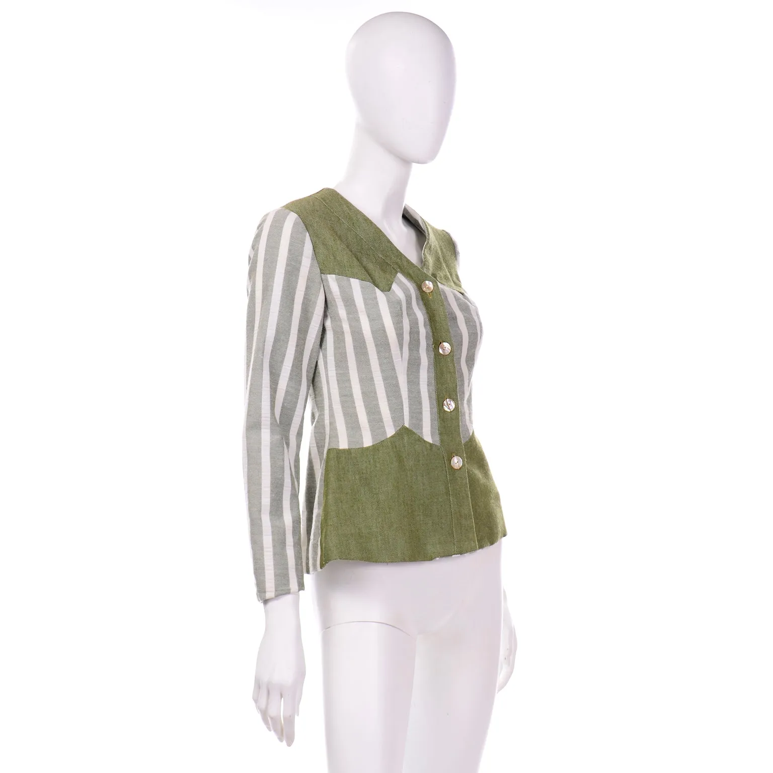 Hal Krasell California Vintage 1960s Green Striped Jacket