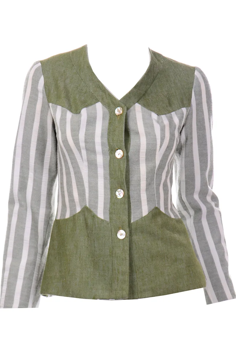 Hal Krasell California Vintage 1960s Green Striped Jacket
