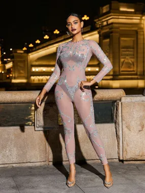 Hanifa Body Printed Rhinestone Jumpsuit