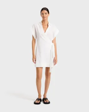 Hastings Organic Cotton Mini Wrap Dress - White