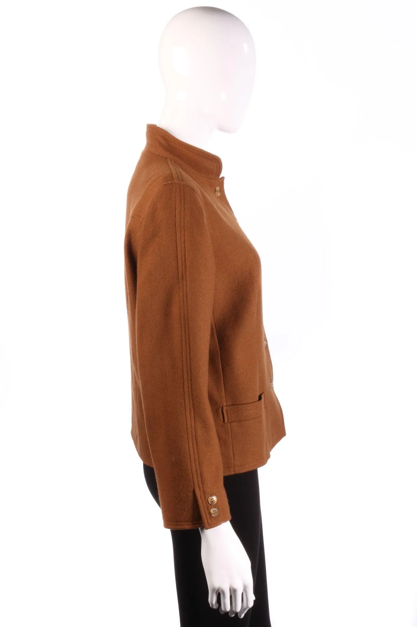 Jaeger Jacket with Rounded Collar Wool and Camelhair Brown Size 12